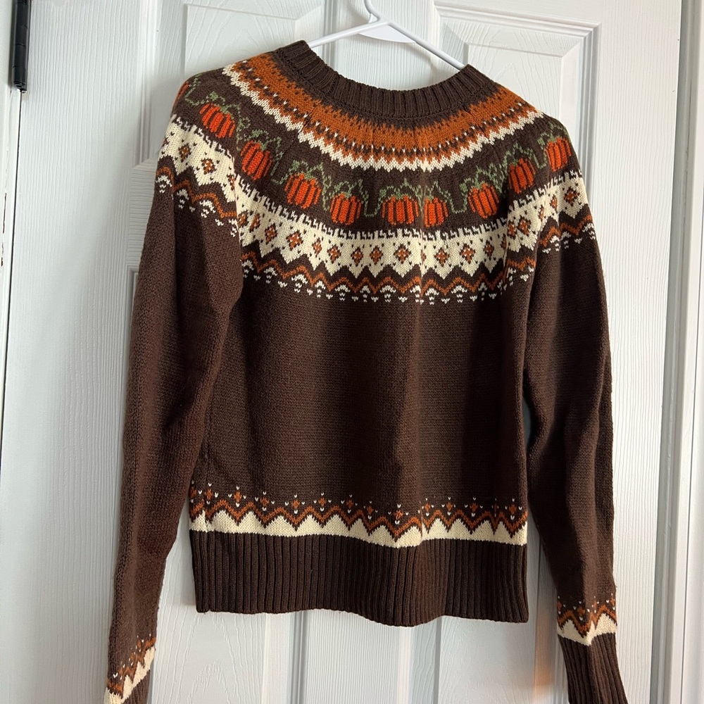 Kiel James Patrick Brown and Orange Crewneck Sweater - Picture 4 of 6
